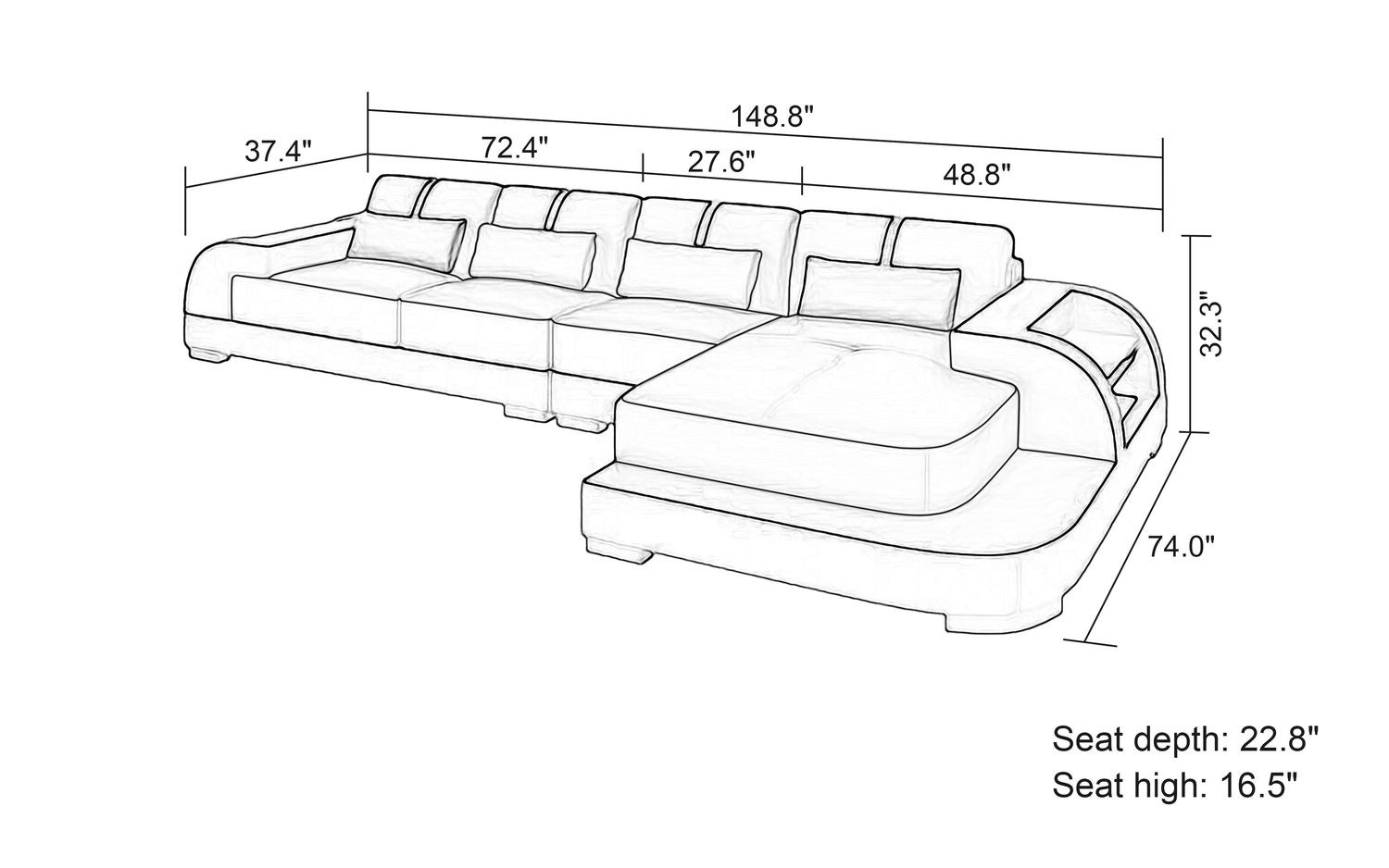 Jubilee - Syras Small Modern Right Hand Facing Sectional