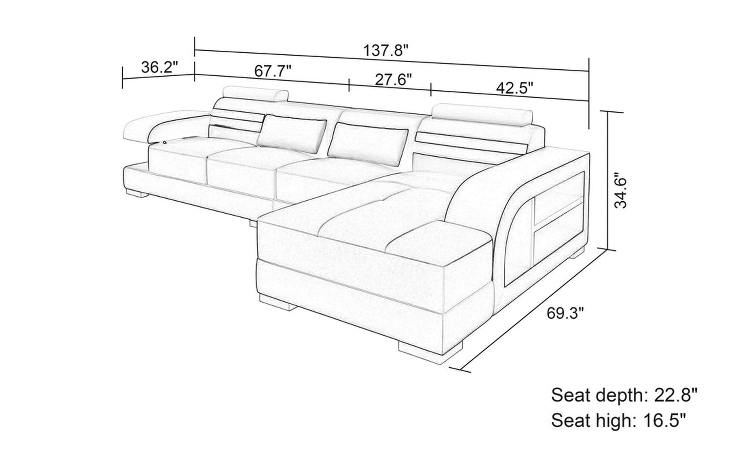 Jubilee - Eleese Small Modern Right Hand Facing Sectional