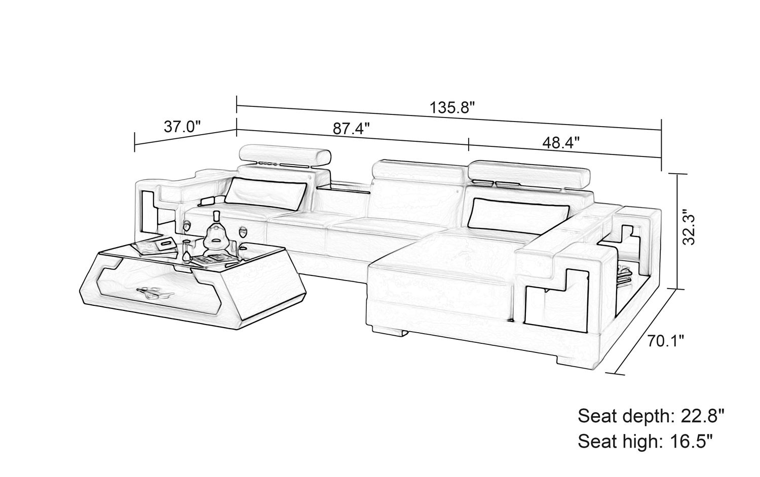 Jubilee - Uri Small Modern Right Hand Facing Sectional