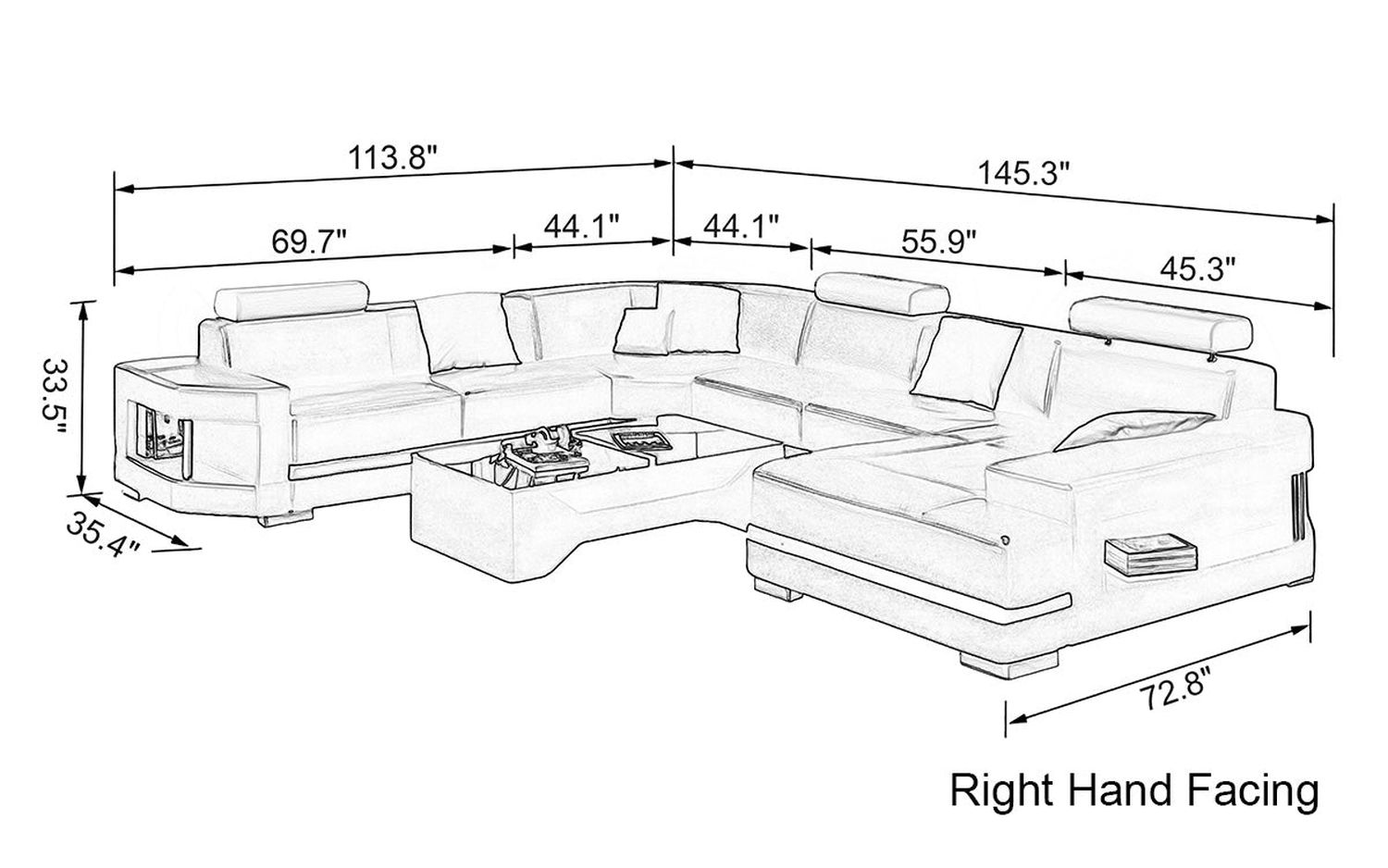 Jubilee - Leroy Modern U-Shape Right Hand Facing Sectional