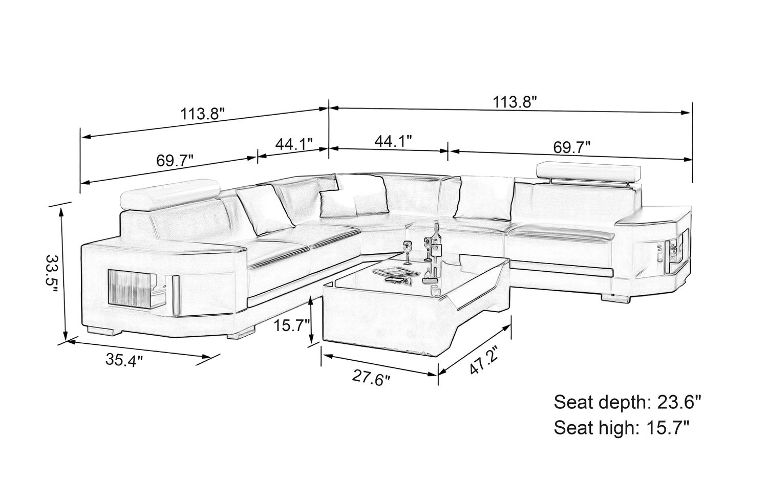 Jubilee - Leroy Modern Sectional with Adjustable Headrest