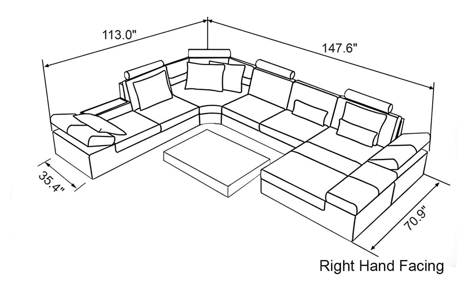 Jubilee - Lindum Modern U-Shape Right Hand Facing Sectional