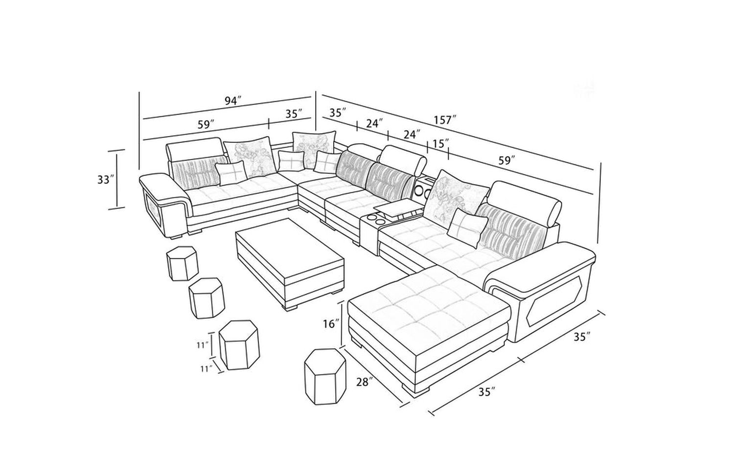 Jubilee - Selena Style G Modular Tufted Sectional