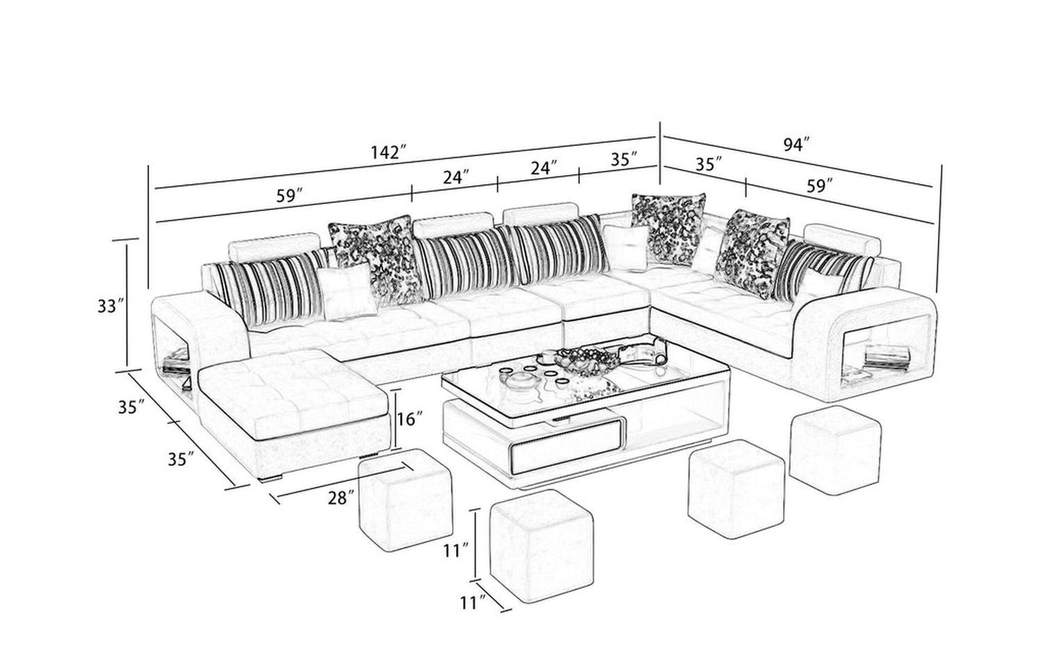 Jubilee - Selena Style E Modular Tufted Sectional