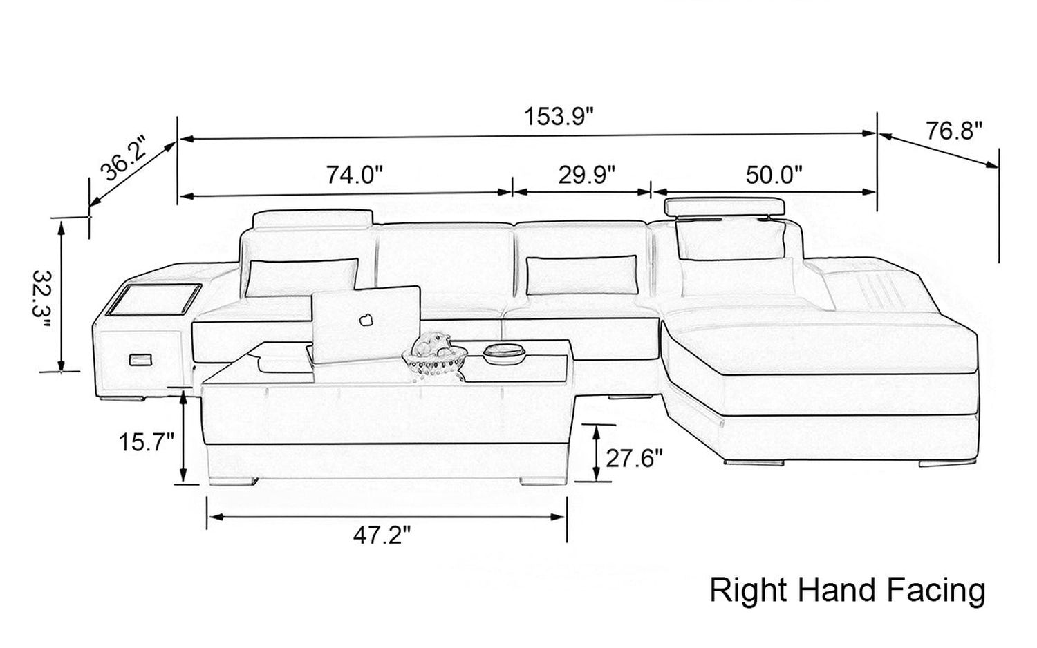 Jubilee - Baiae Small Modern Right Hand Facing Sectional