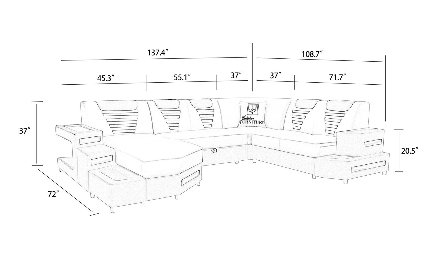 Jubilee - Vega Modern U-Shape Right Hand Facing Sectional