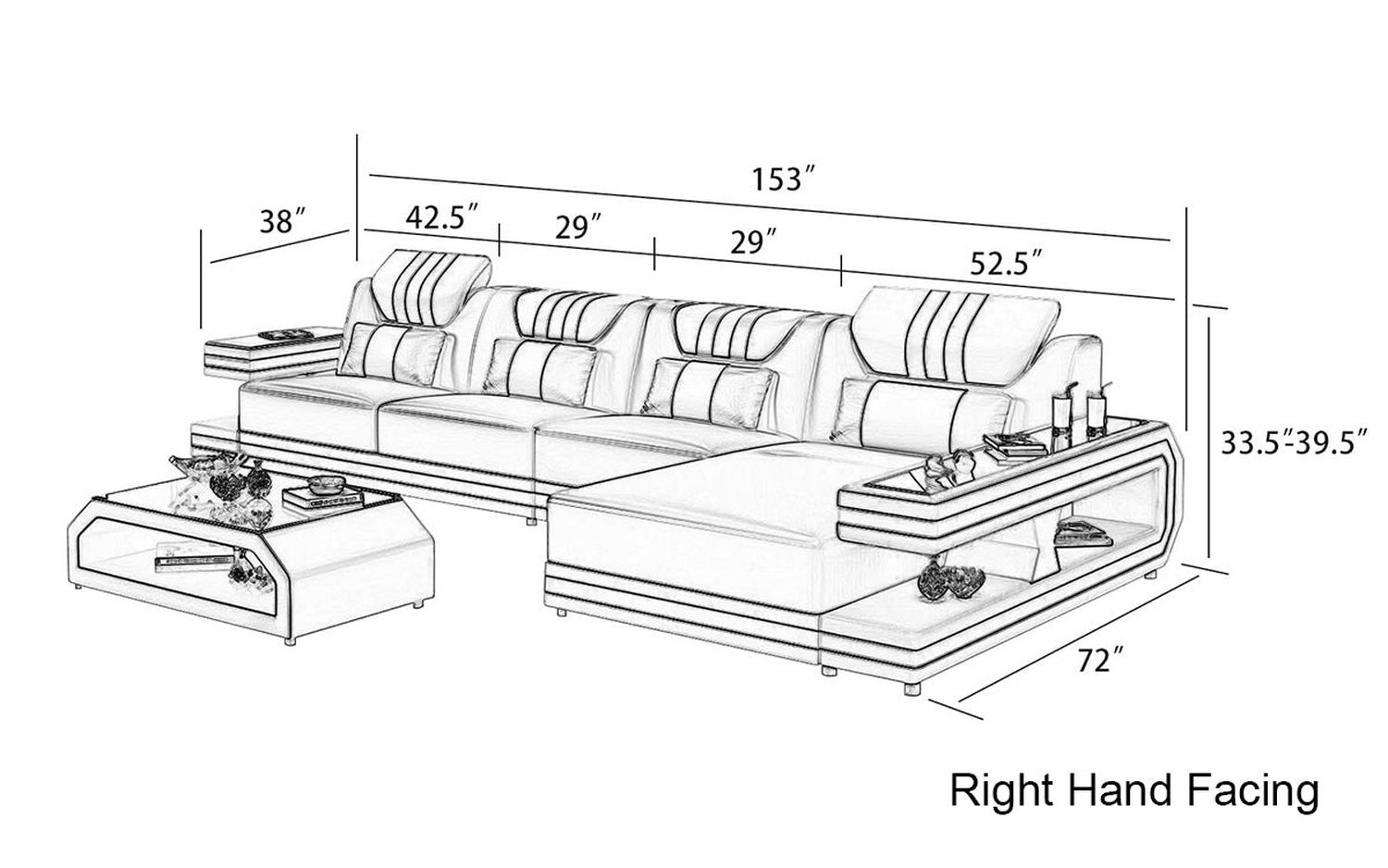 Jubilee - Maximus Modern Recliner Right Hand Facing Sectional with Mood