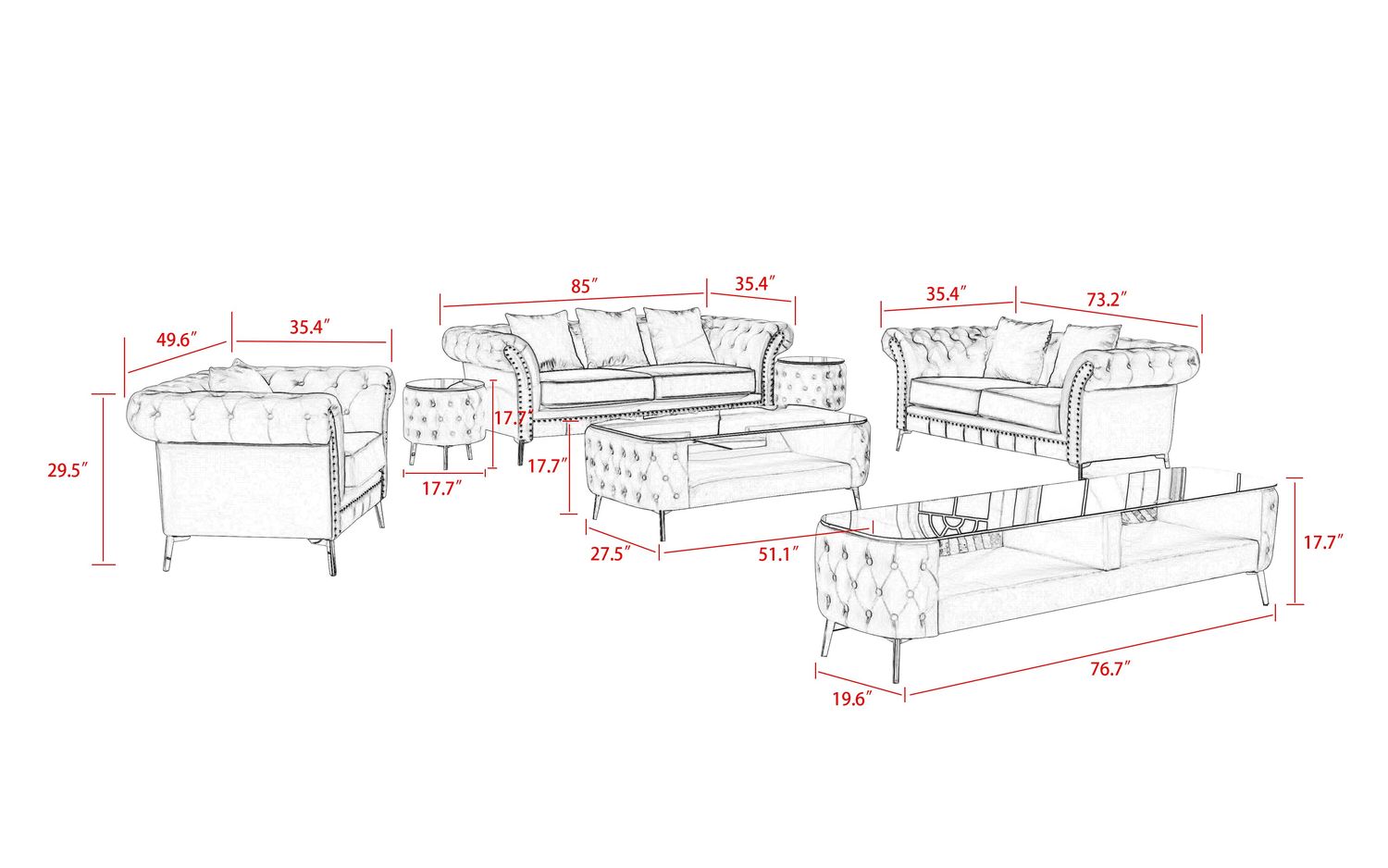 Jubilee - Lenmus Tufted Sofa Set