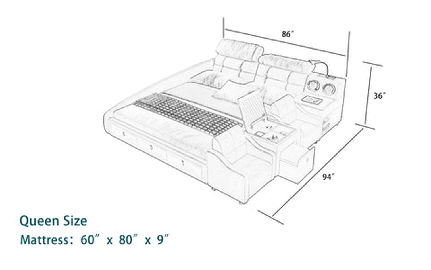 Jubilee - Sheffield Modular Modern Multifunctional Smart Right Hand Facing Bed