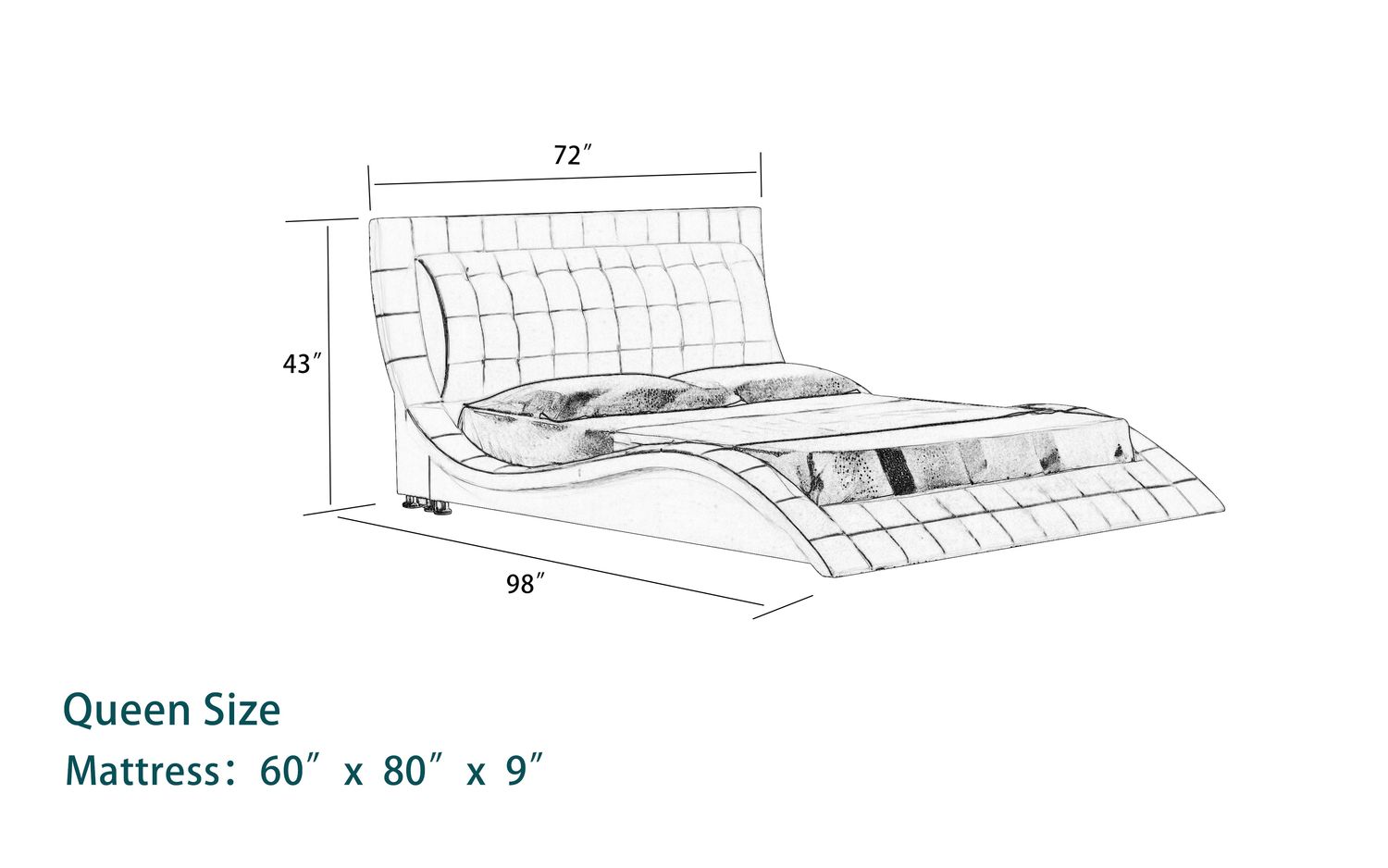 Jubilee - Odin Curved Modern Platform Bed