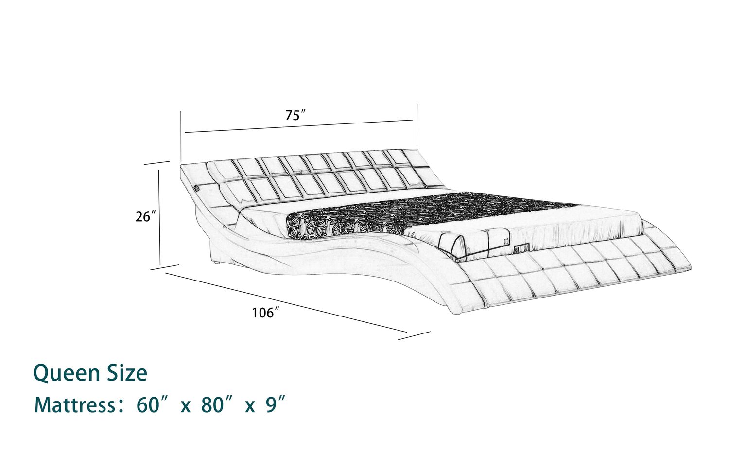 Jubilee - Verdandi Curved Modern Platform Bed