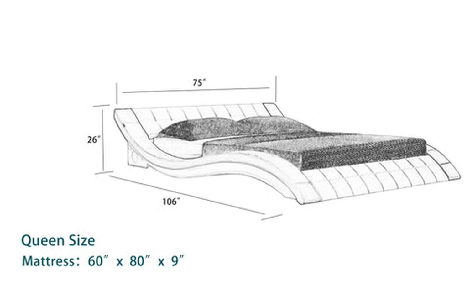 Jubilee - Sunna Curved Modern Platform Smart Bed with Led