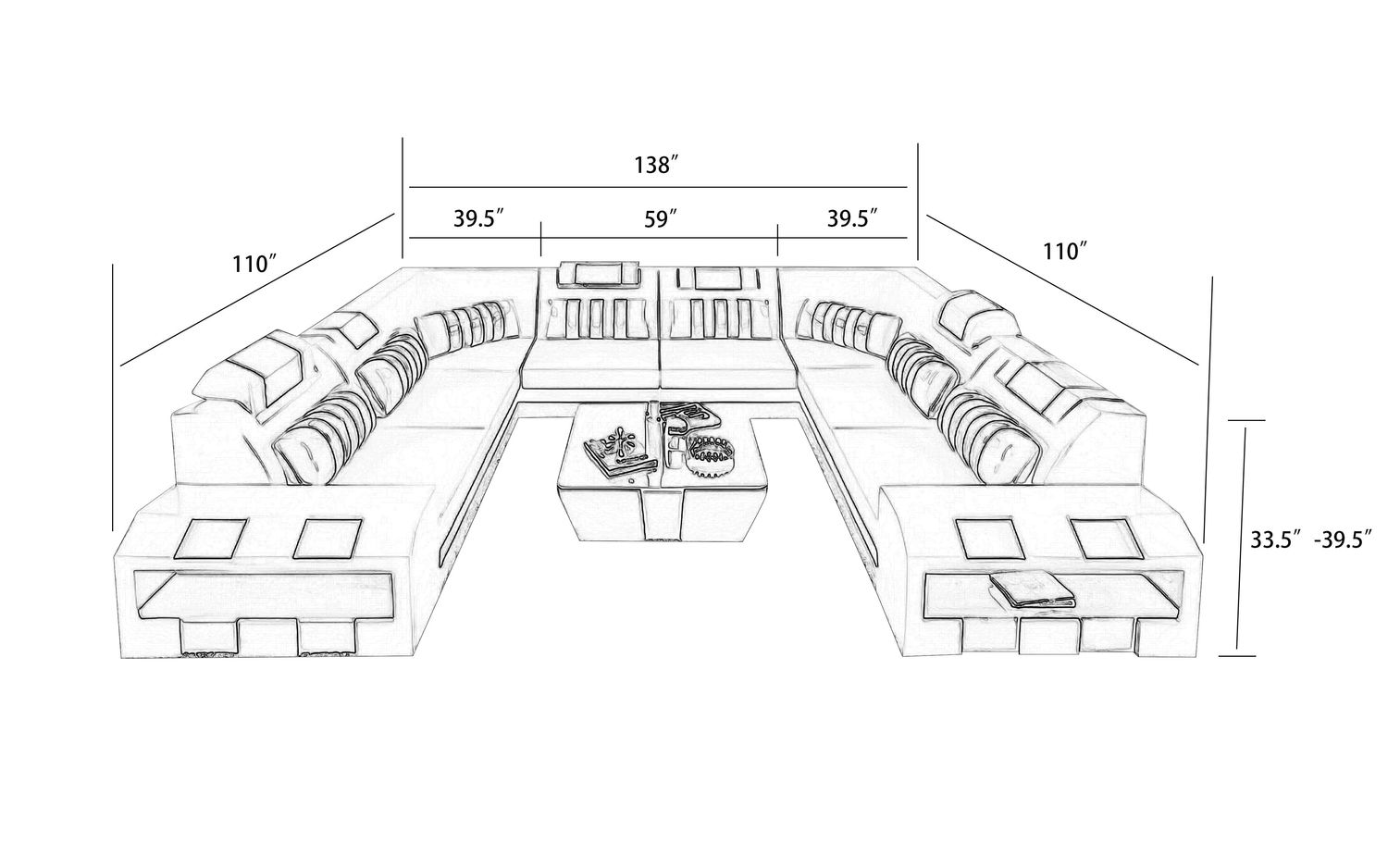 Jubilee - Cosmo Xl U-Shape Modern Sectional with Led