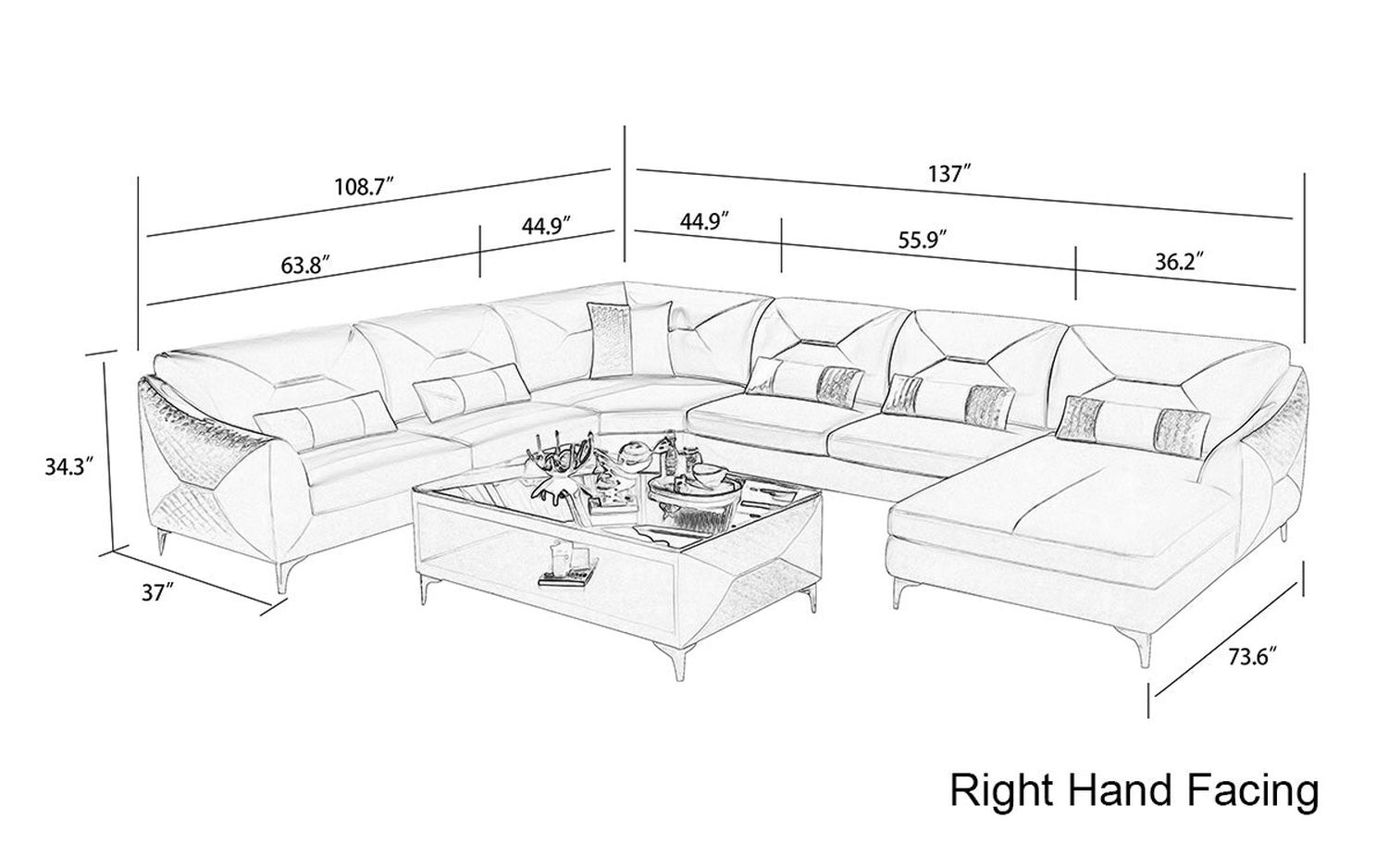 Jubilee - Bysic Modern U-Shape Right Hand Facing Sectional