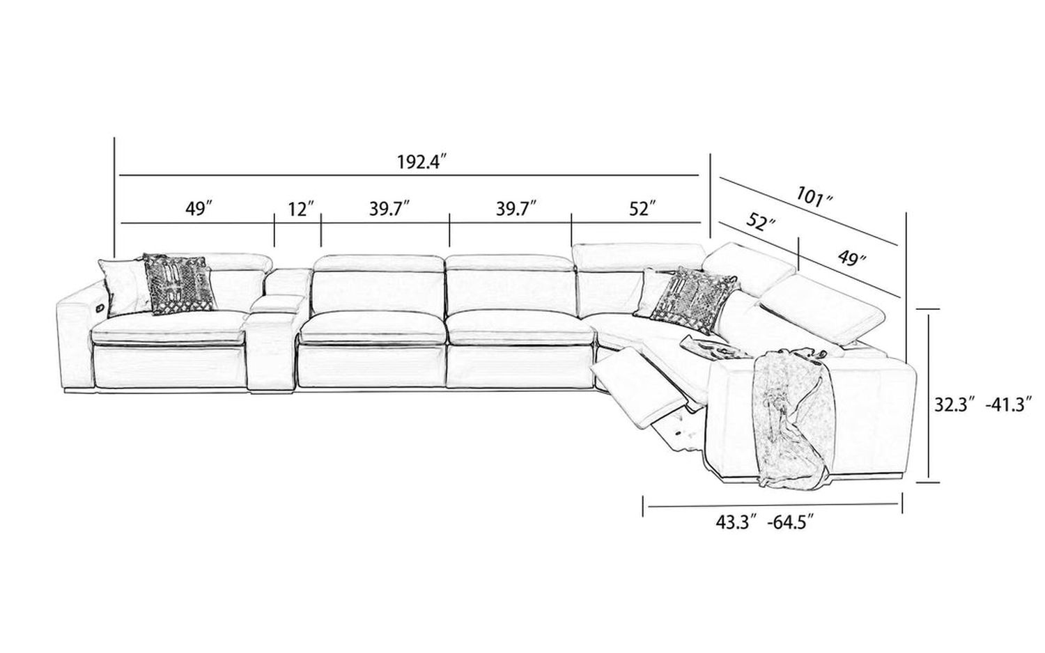 Jubilee - Janet Modern Sectional with Recliner