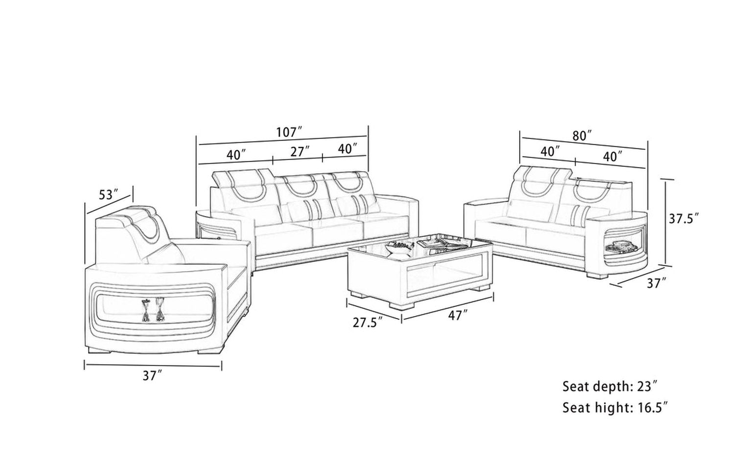 Jubilee - Luca Modern Sofa with Led