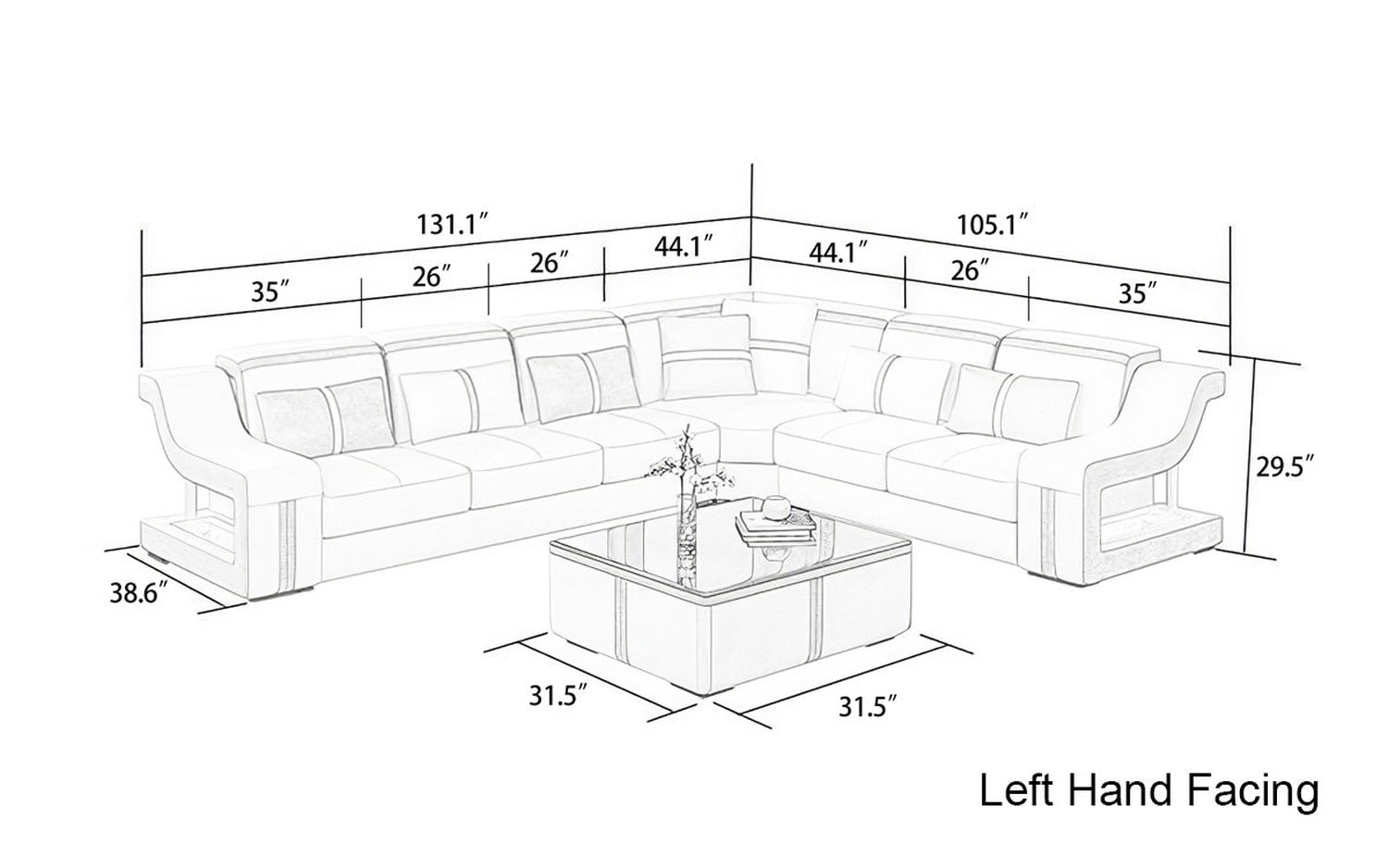 Jubilee - Lisa Corner Right Hand Facing Sectional with Led