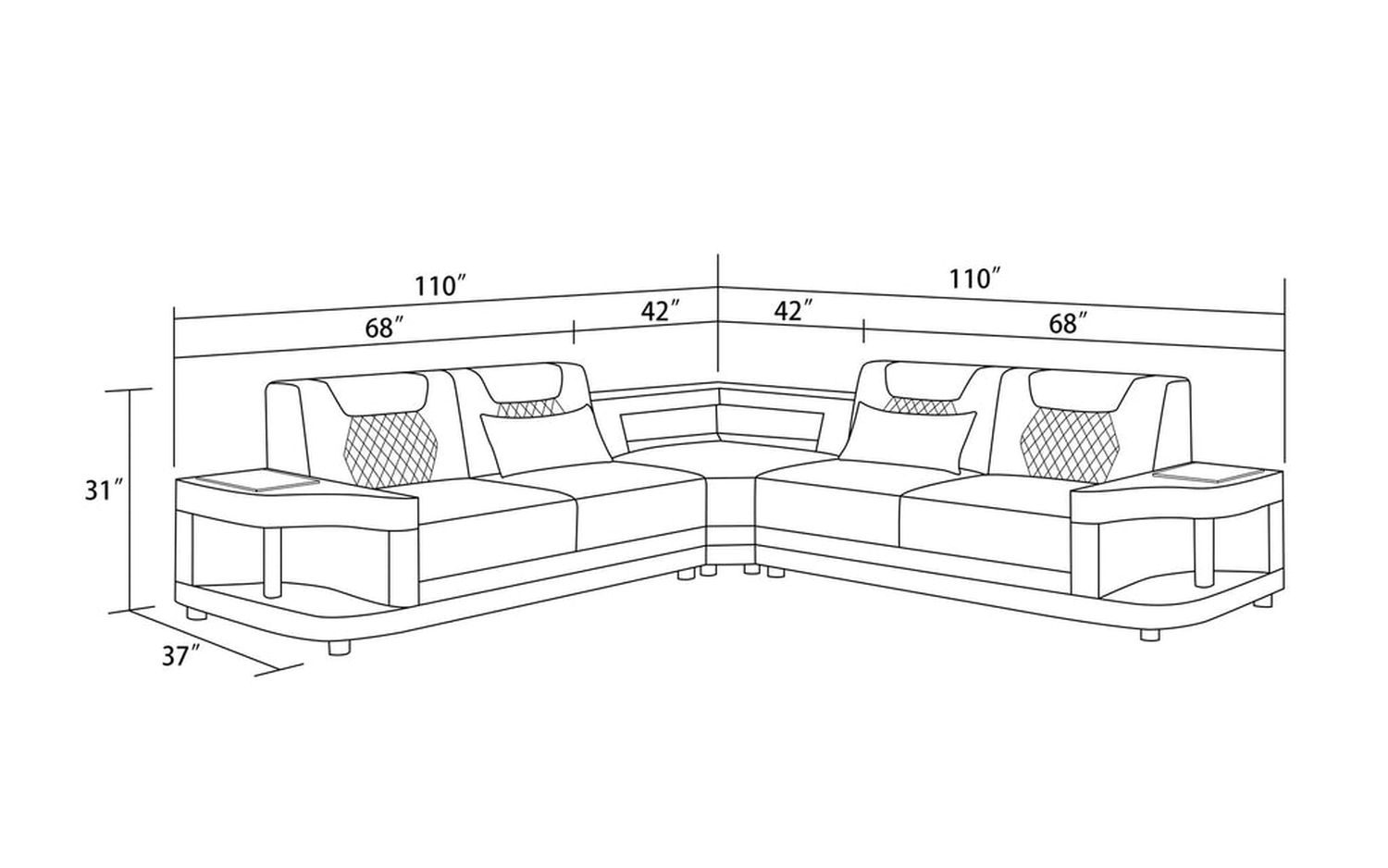 Jubilee - Tate Modern Corner Sectional with Led