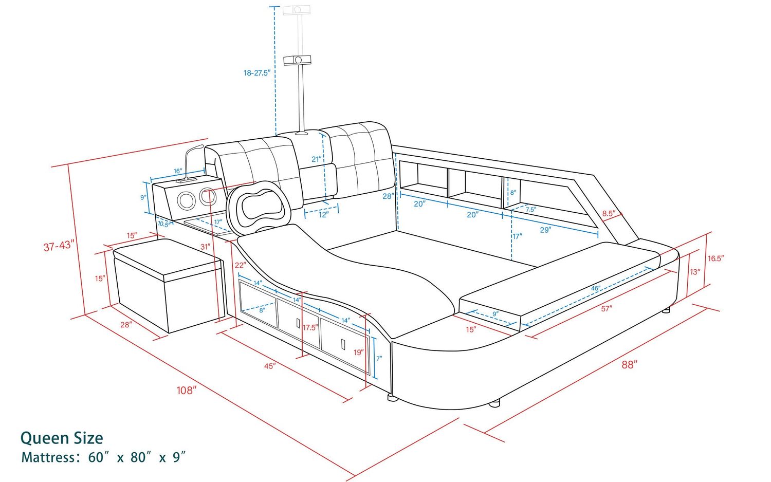 Jubilee - Sophia Tech Smart Ultimate All In One Right Hand Facing Bed