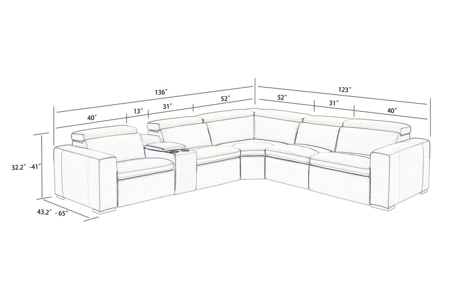 Jubilee - Motique Modern Sectional with Recliner