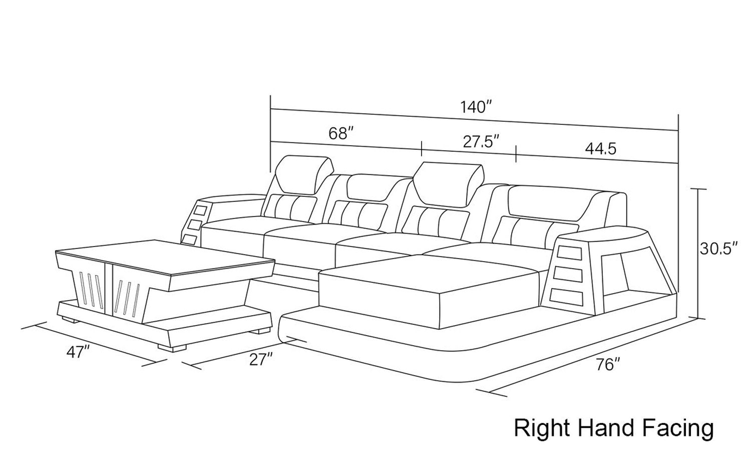 Jubilee - Ozzy Small Modern Right Hand Facing Sectional