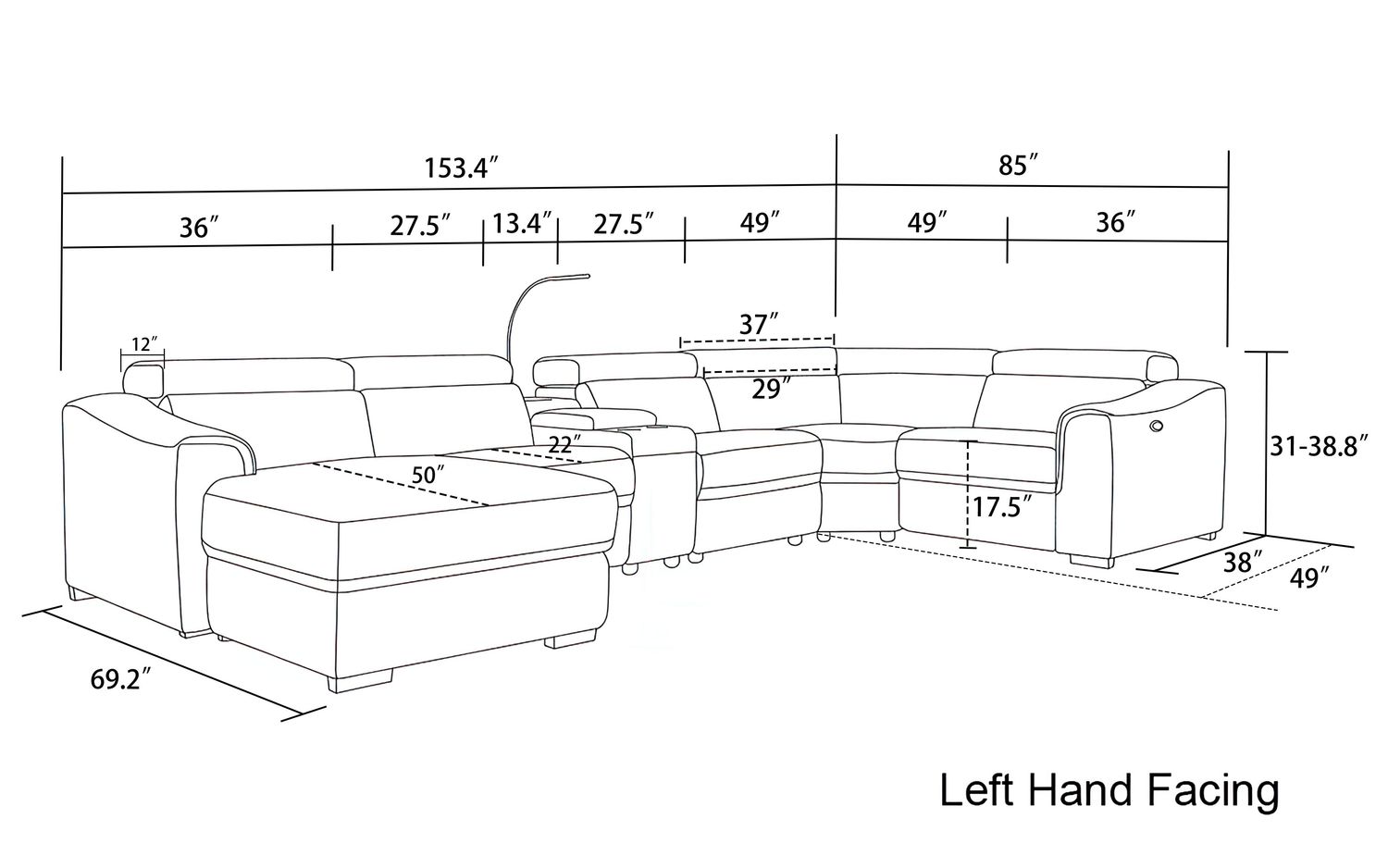 Jubilee - Hogan Modern Reclining Right Hand Facing Sectional