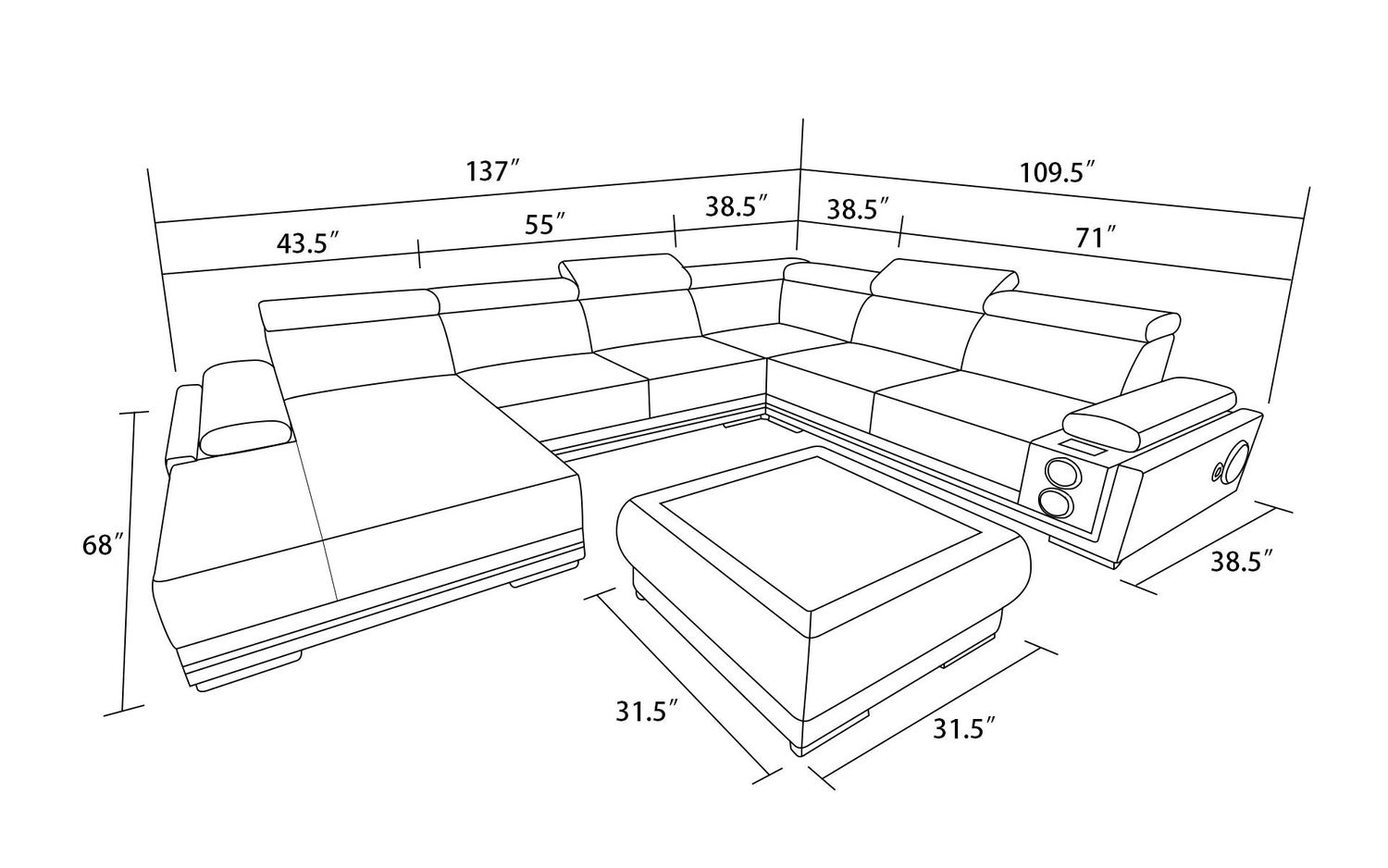 Jubilee - Wilder Modern Right Hand Facing Sectional