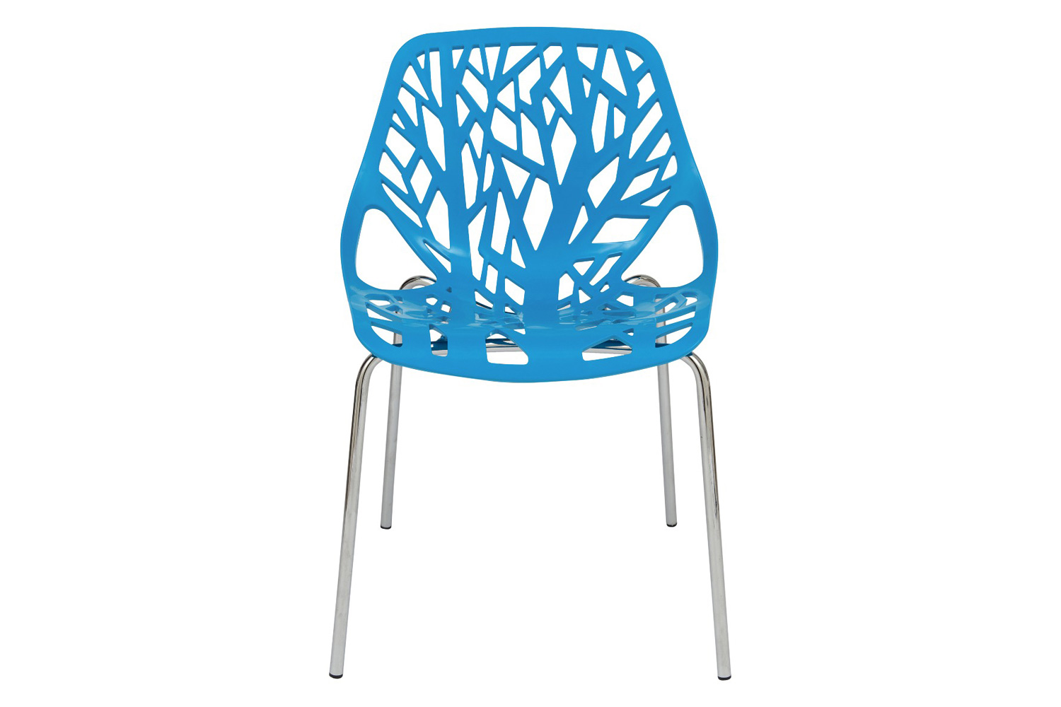 LeisureMod Asbury Modern Forest Design Dining Side Chair - Blue