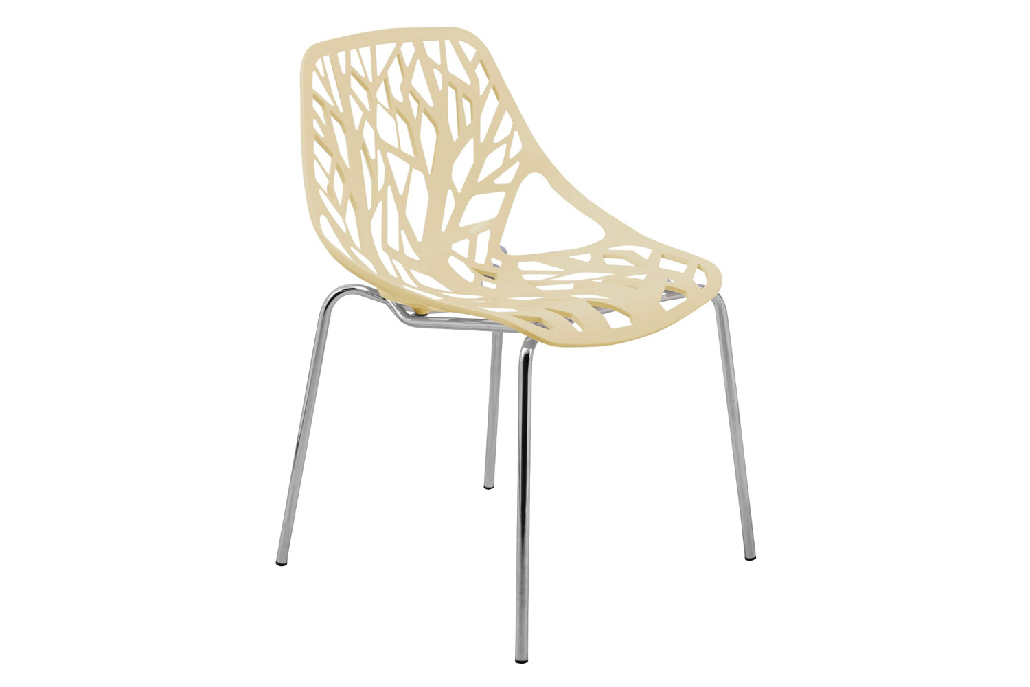 LeisureMod Asbury Modern Forest Design Dining Side Chair - Cream