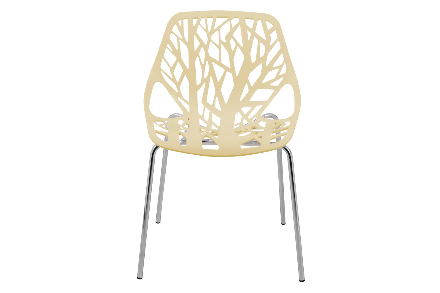 LeisureMod Asbury Modern Forest Design Dining Side Chair - Cream