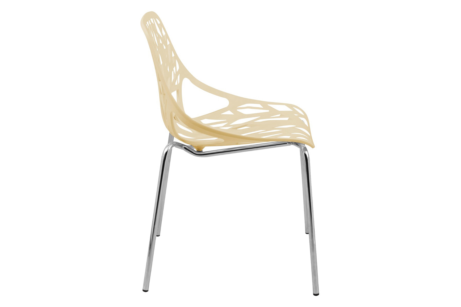 LeisureMod Asbury Modern Forest Design Dining Side Chair - Cream