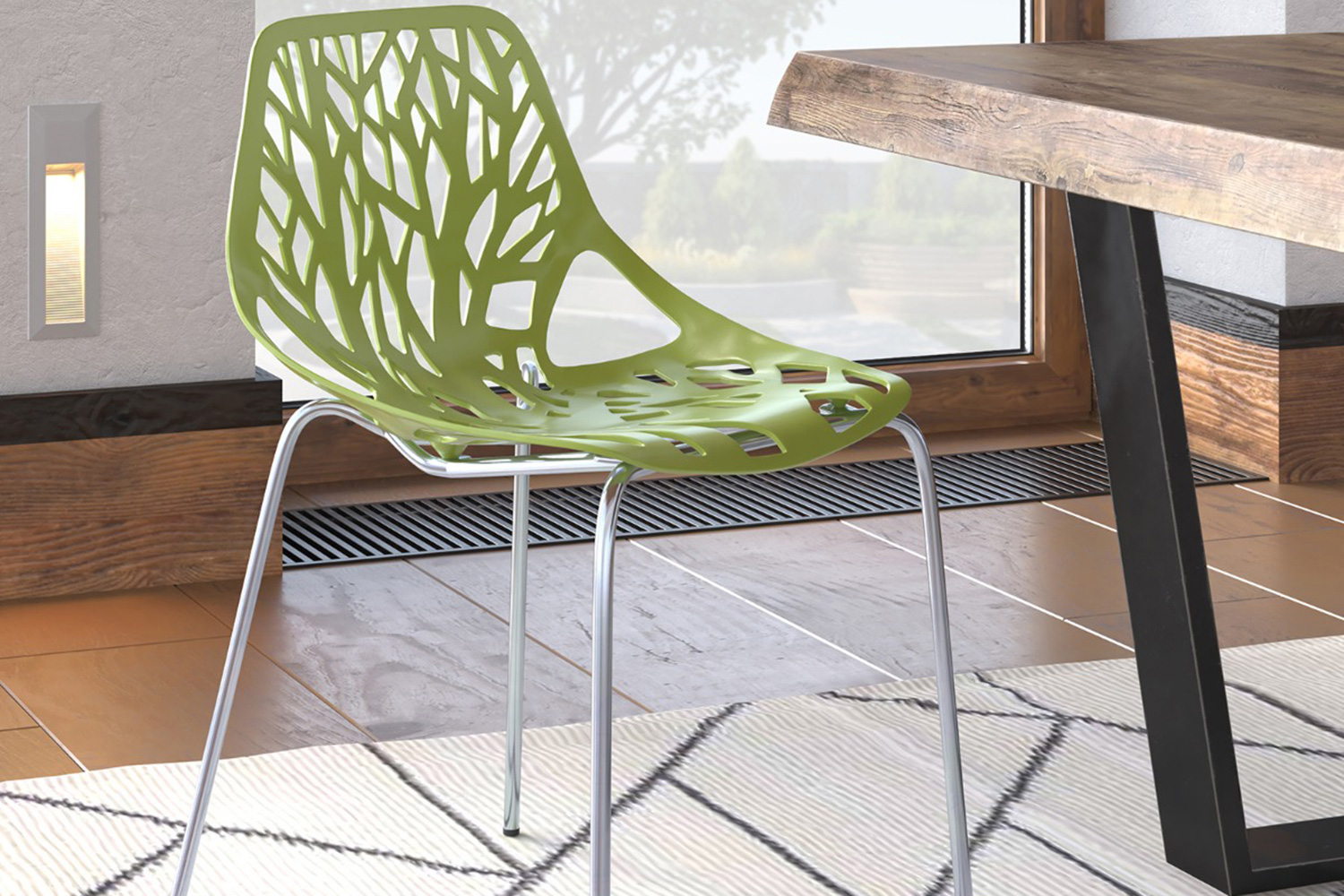 LeisureMod Asbury Modern Forest Design Dining Side Chair