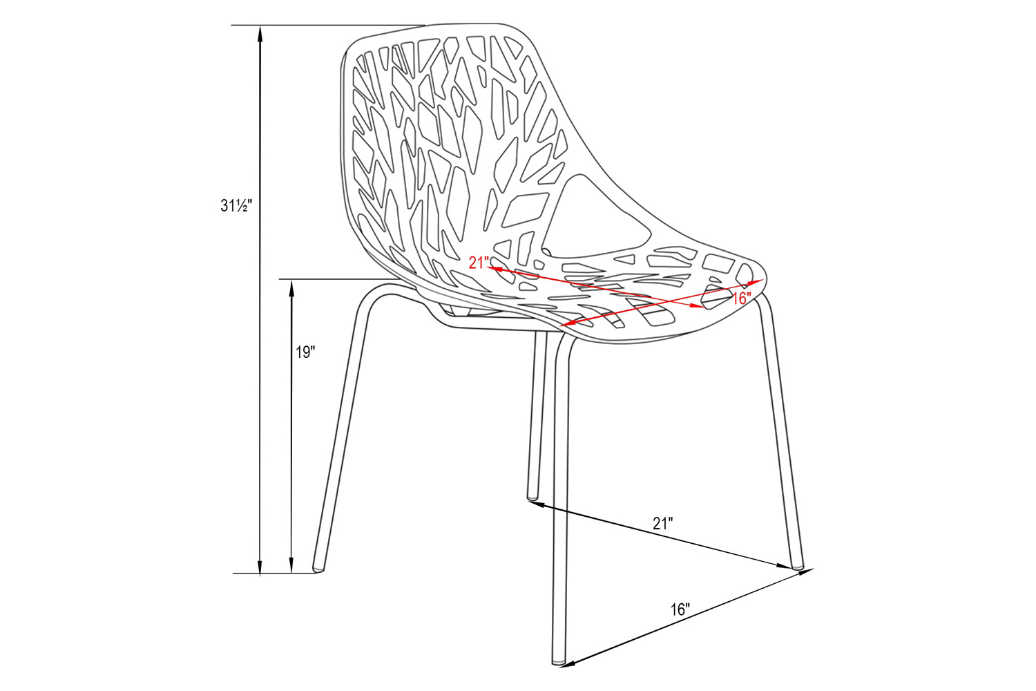 LeisureMod Asbury Modern Forest Design Dining Side Chair - Mint