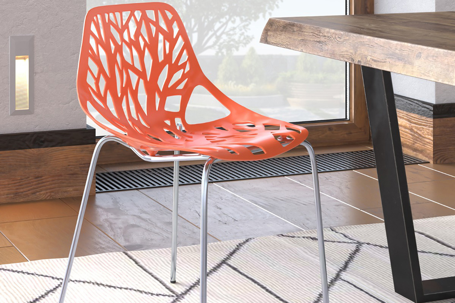 LeisureMod Asbury Modern Forest Design Dining Side Chair