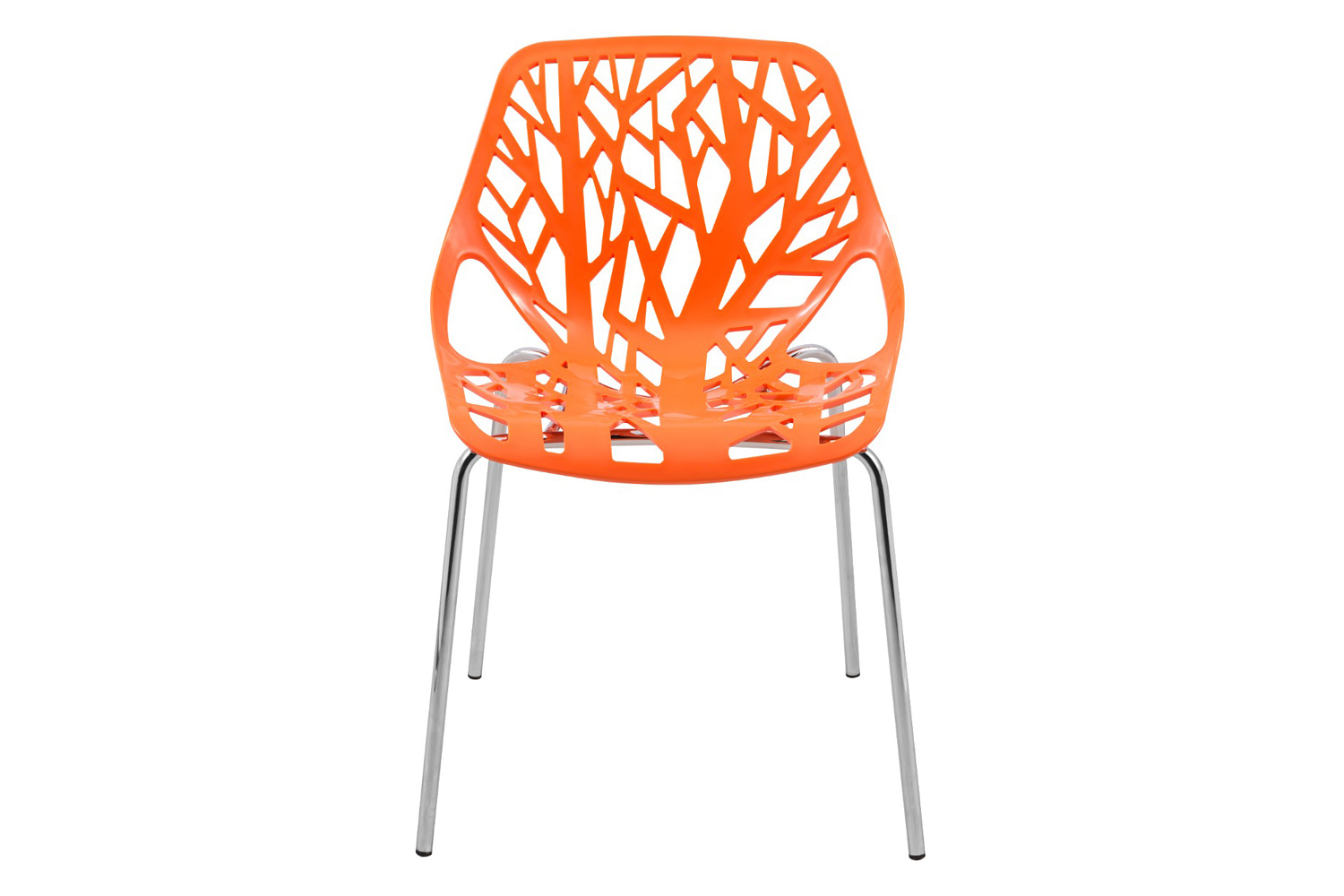 LeisureMod Asbury Modern Forest Design Dining Side Chair - Orange