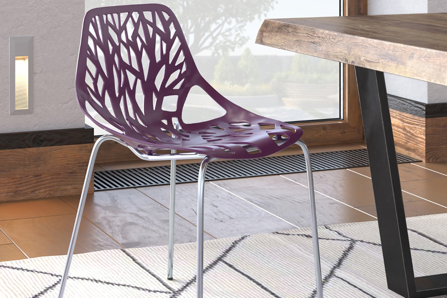 LeisureMod Asbury Modern Forest Design Dining Side Chair