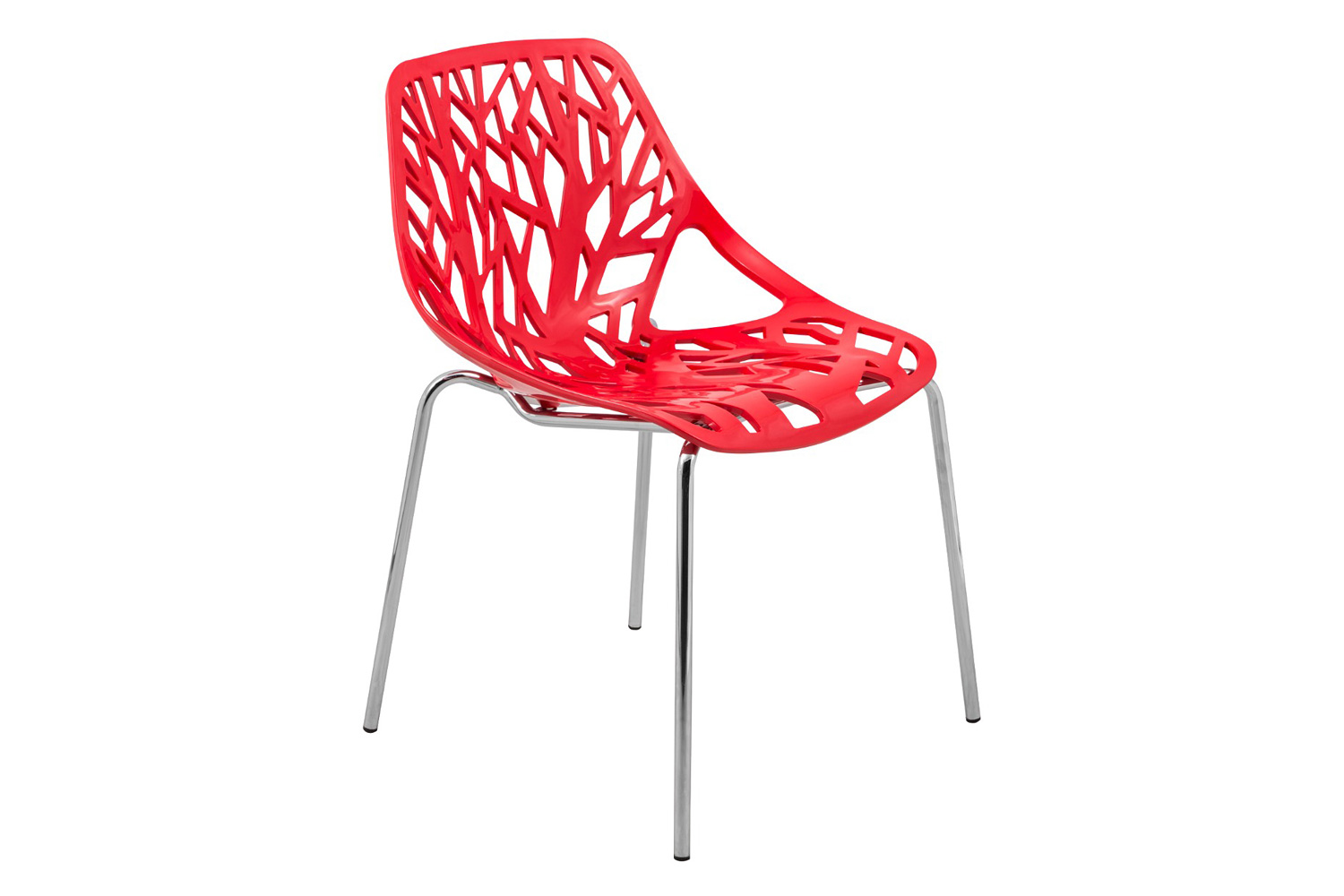 LeisureMod Asbury Modern Forest Design Dining Side Chair - Red