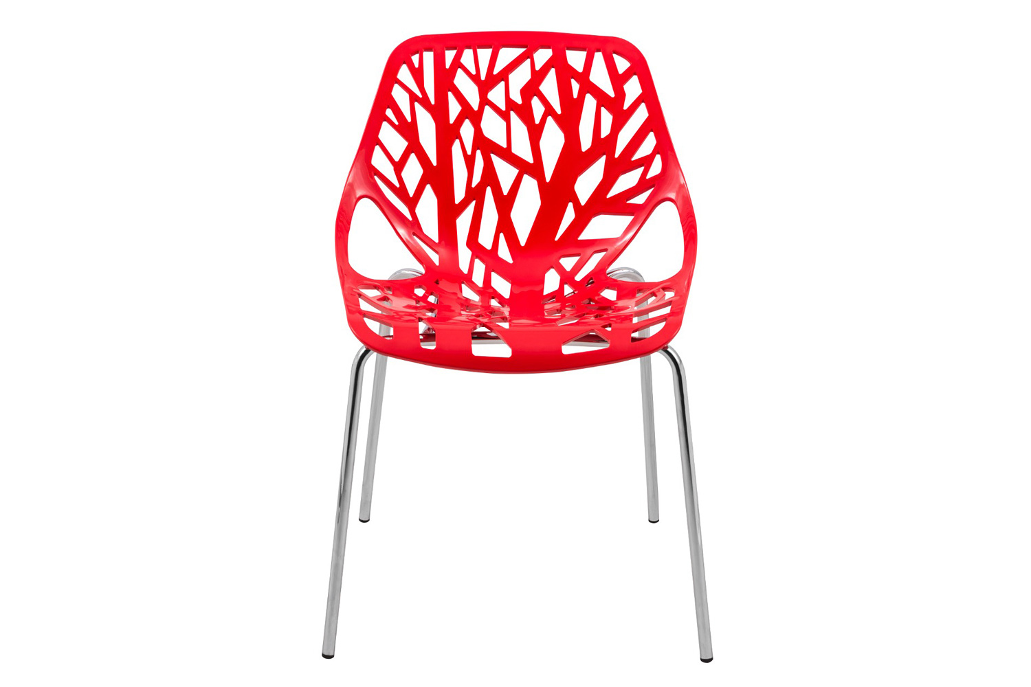 LeisureMod Asbury Modern Forest Design Dining Side Chair - Red