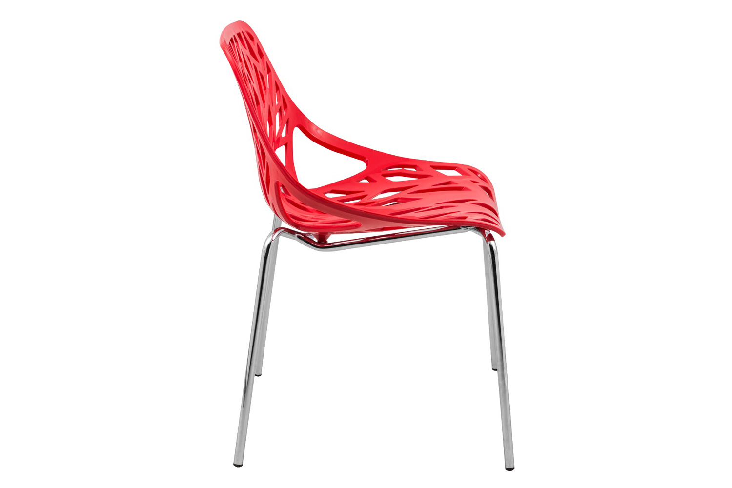 LeisureMod Asbury Modern Forest Design Dining Side Chair - Red