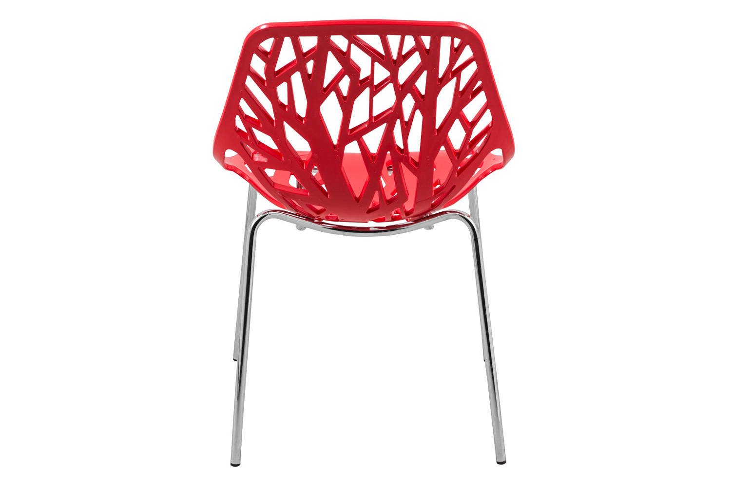 LeisureMod Asbury Modern Forest Design Dining Side Chair - Red