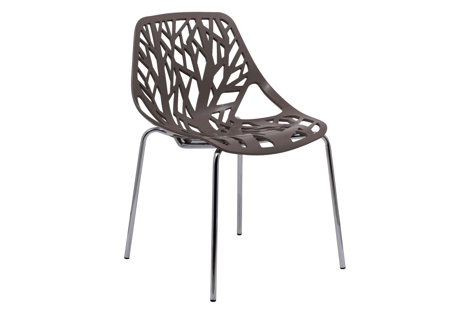 LeisureMod Asbury Modern Forest Design Dining Side Chair - Taupe