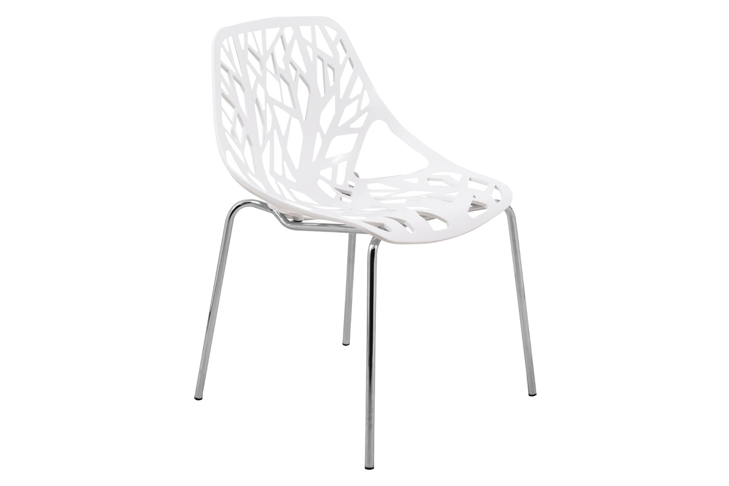 LeisureMod Asbury Modern Forest Design Dining Side Chair - White