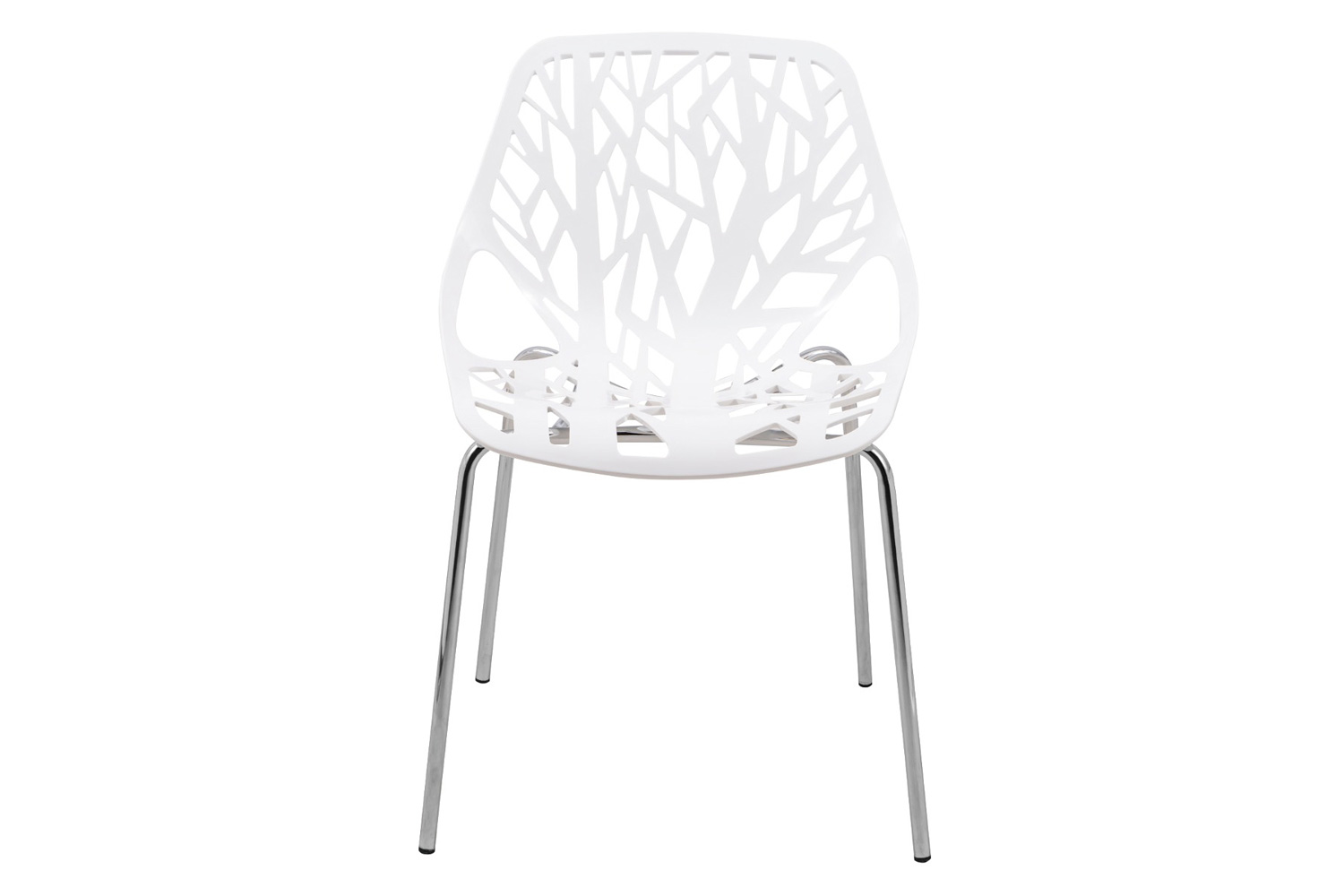 LeisureMod Asbury Modern Forest Design Dining Side Chair - White