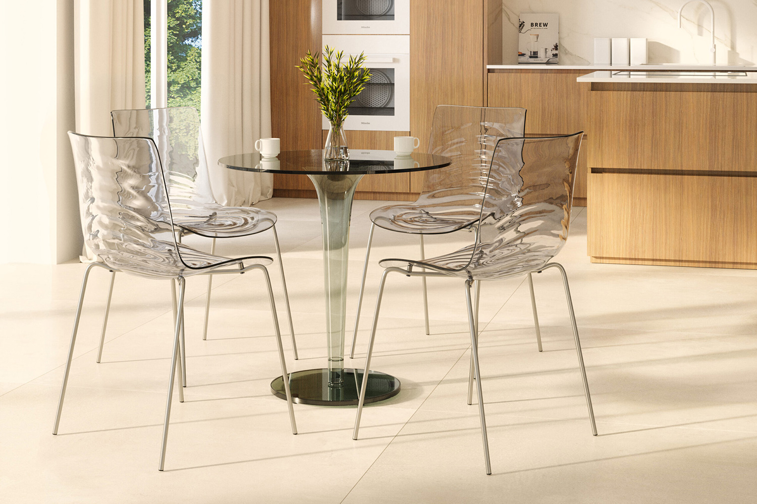 LeisureMod Astor Modern Water Drop Design Dining Side Chair