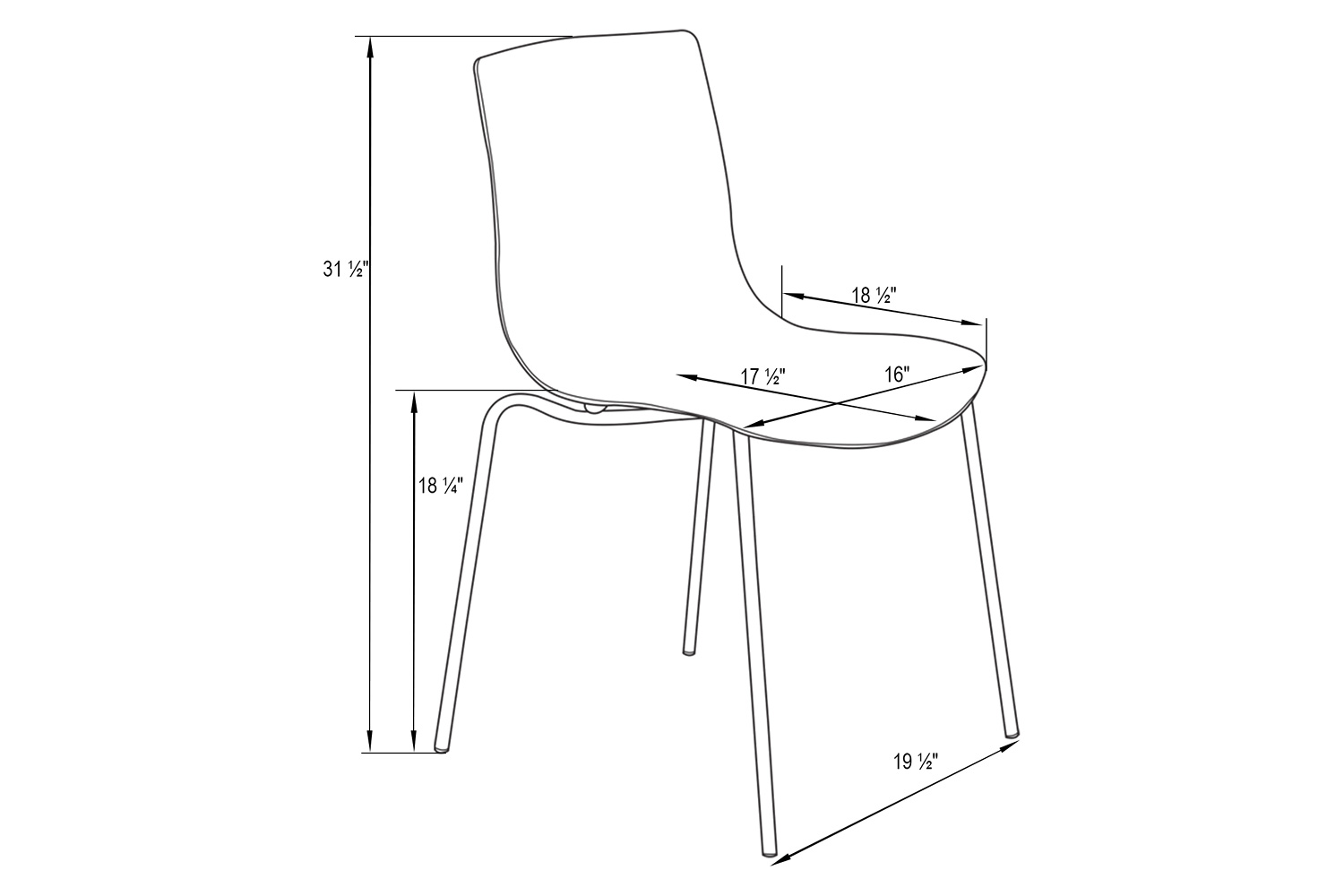 LeisureMod Astor Modern Water Drop Design Dining Side Chair - Transparent/Blue