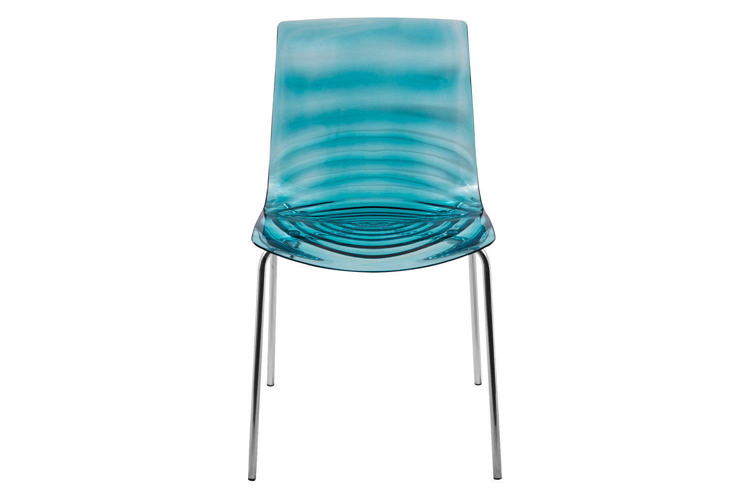 LeisureMod Astor Modern Water Drop Design Dining Side Chair - Transparent/Blue