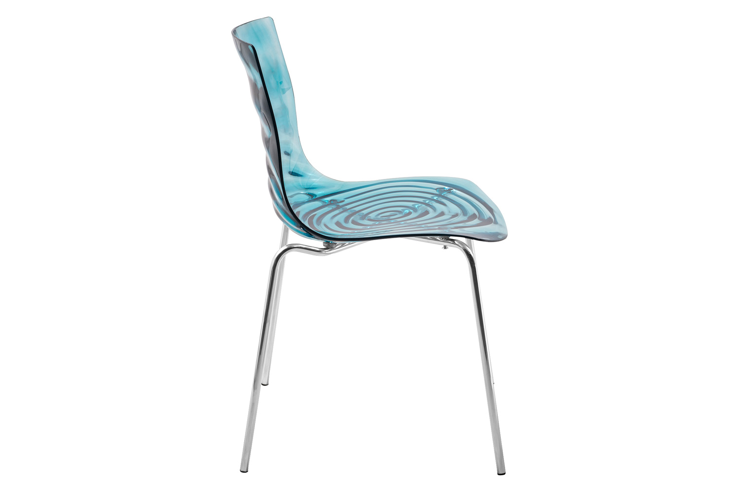 LeisureMod Astor Modern Water Drop Design Dining Side Chair - Transparent/Blue