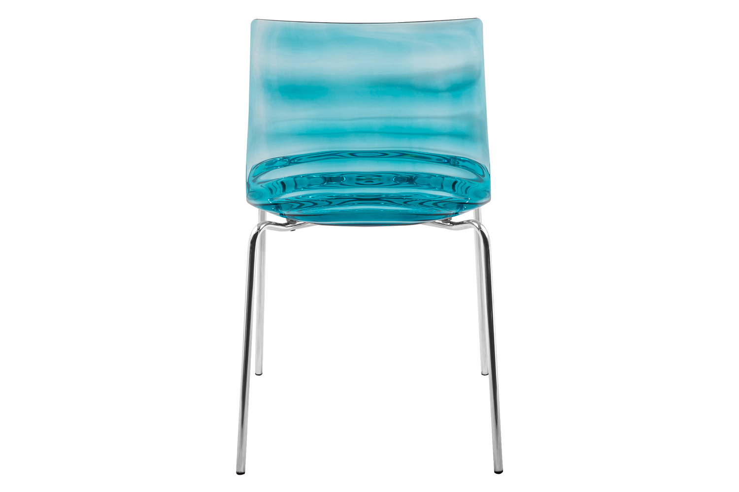 LeisureMod Astor Modern Water Drop Design Dining Side Chair - Transparent/Blue