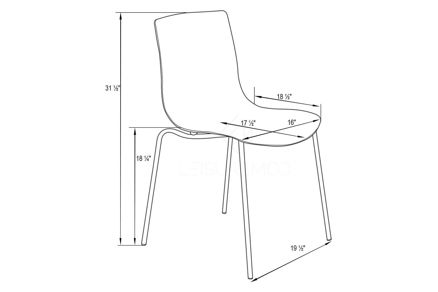 LeisureMod Astor Modern Water Drop Design Dining Side Chair - Transparent/Red