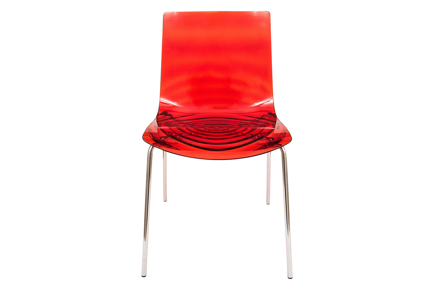 LeisureMod Astor Modern Water Drop Design Dining Side Chair - Transparent/Red